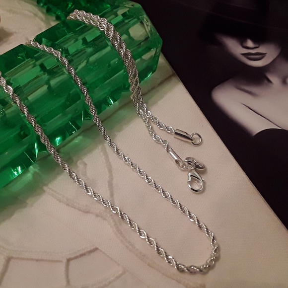 NEW, 925 STERLING SILVER 2MM D/C ROPE NECKLACE 20" - Picture 7 of 14